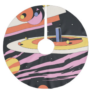 Psychedelic Space: 70s Geometric Shapes Brushed Polyester Tree Skirt