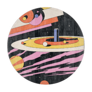 Psychedelic Space: 70s Geometric Shapes Cutting Board