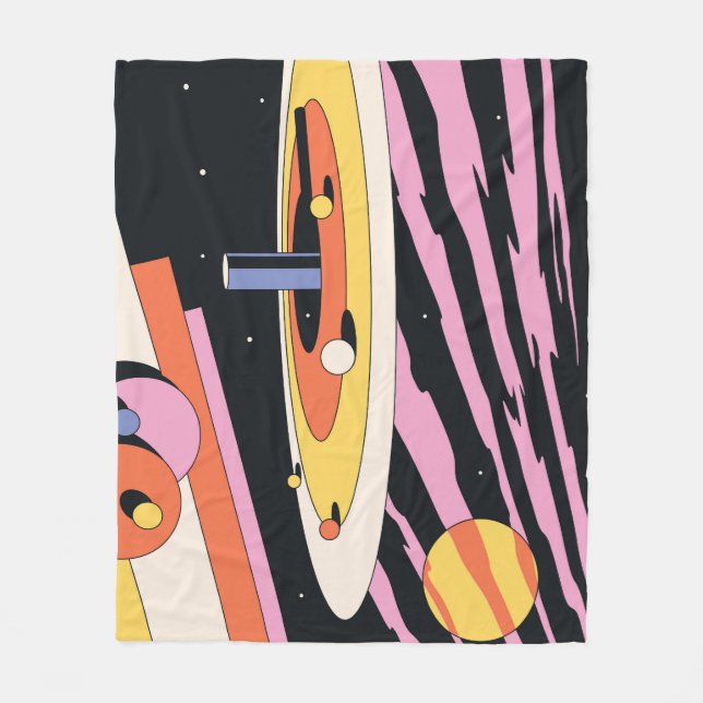 Psychedelic Space: 70s Geometric Shapes Fleece Blanket (Front)