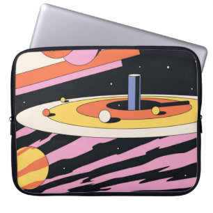 Psychedelic Space: 70s Geometric Shapes Laptop Sleeve