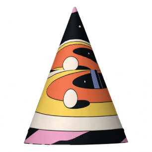 Psychedelic Space: 70s Geometric Shapes Party Hat