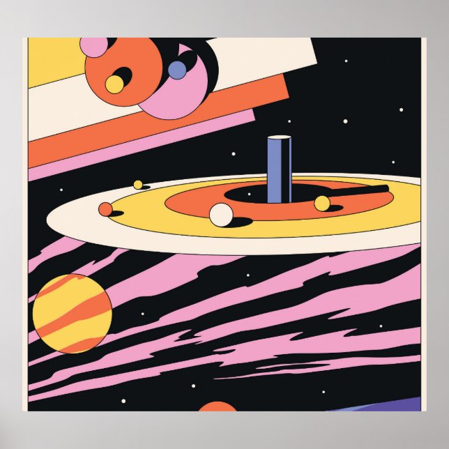 Psychedelic Space: 70s Geometric Shapes Poster (Front)