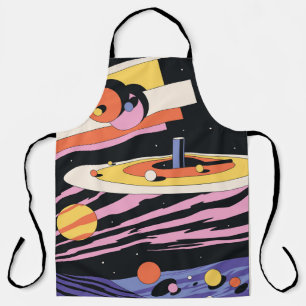 Psychedelic Space Abstract Illustration, Geometri Apron