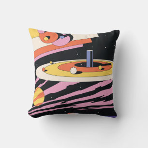 Psychedelic Space Abstract Illustration,  Geometri Cushion