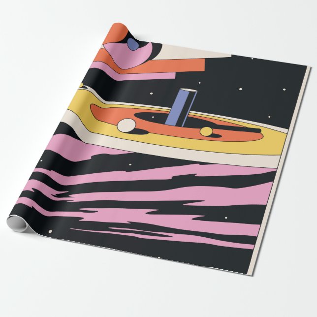 Psychedelic Space Abstract Illustration,  Geometri Wrapping Paper (Unrolled)