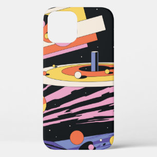 Psychedelic Space Abstract Illustration,Geometric  iPhone 12 Case