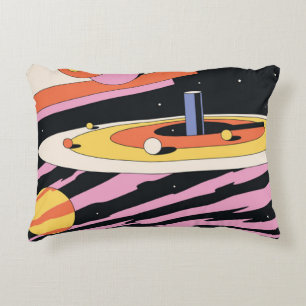 Psychedelic Space Abstract Illustration,Geometric  Decorative Cushion