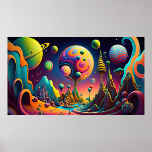 Psychedelic Space banner template Poster