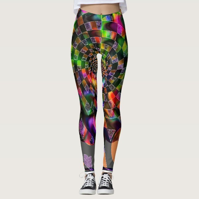 Psychedelic Spiral Mosaic Leggings (Front)