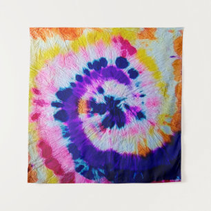 Psychedelic Spiral. Multicolor Fabric Tie Dye. Hip Tapestry