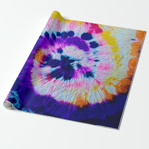 Psychedelic Spiral. Multicolor Fabric Tie Dye. Hip Wrapping Paper