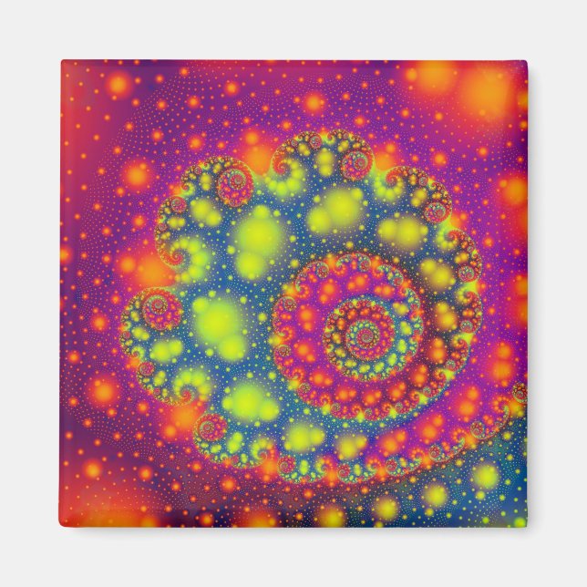Psychedelic Spiral Neon Decorative Abstract Art Magnet (Front)