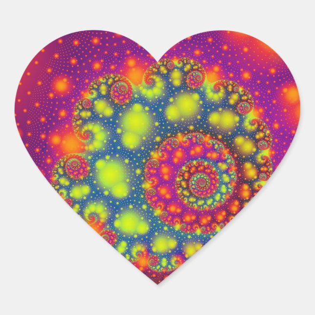 Psychedelic Spiral Neon Decorative Abstract Heart Sticker (Front)