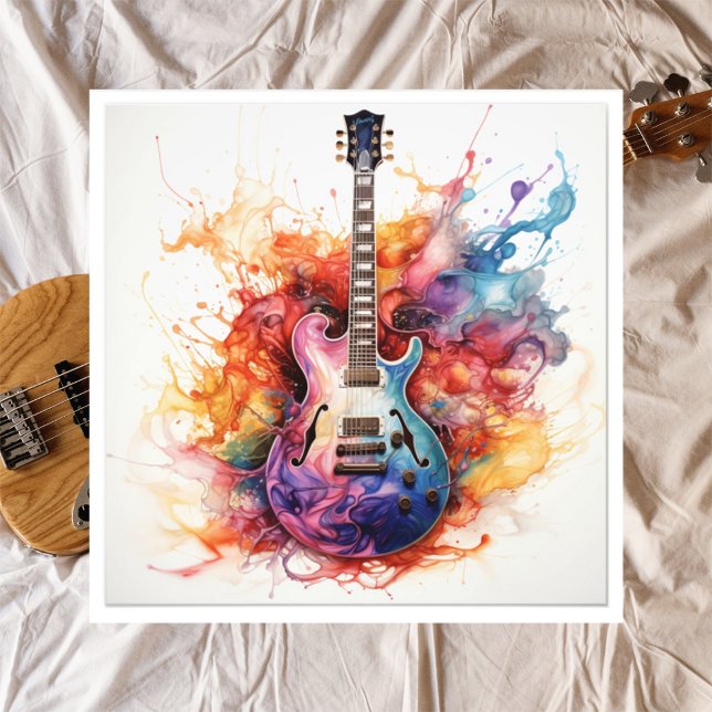Psychedelic Splashing Guitars Photo Art #11 Print (Creator Uploaded)