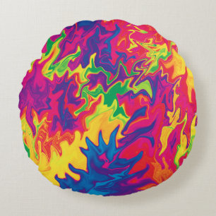 Psychedelic Splashing..... Round Cushion