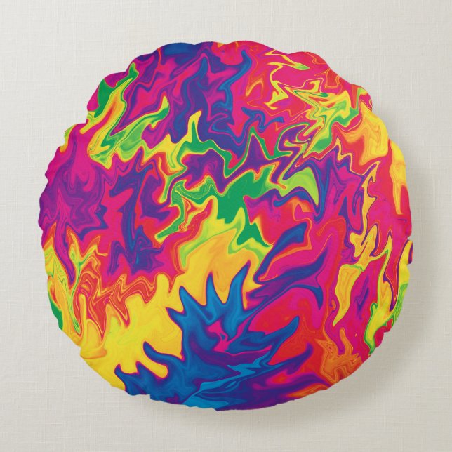 Psychedelic Splashing..... Round Cushion (Front)