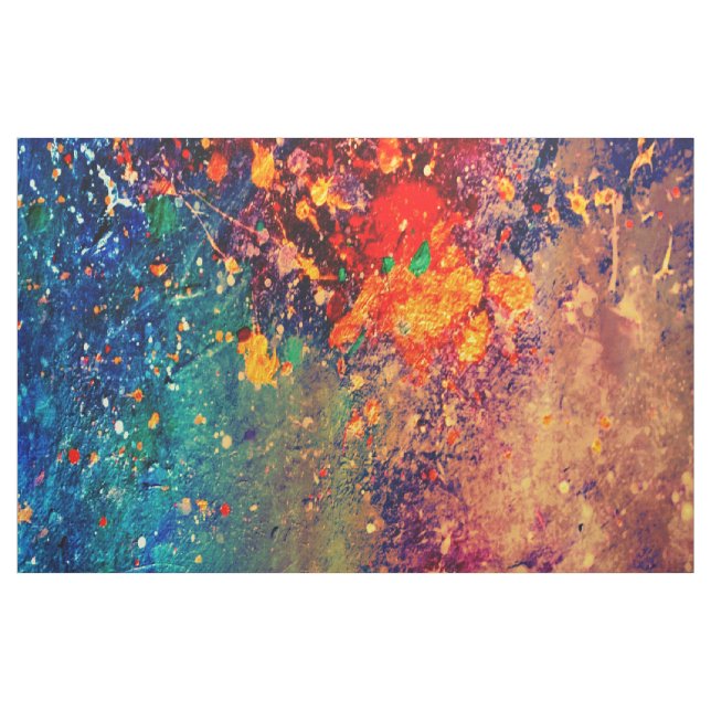 Psychedelic Splatter | Colourful Rainbow Abstract Fabric (Yard)