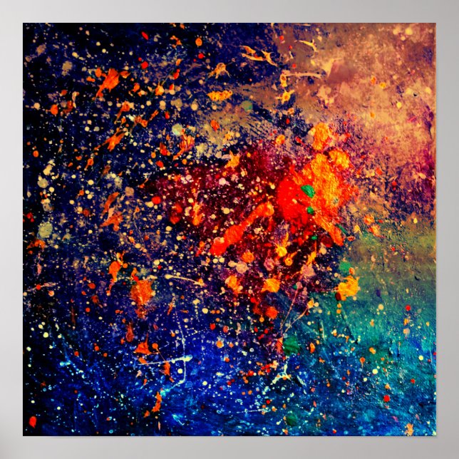 Psychedelic Splatter | Colourful Rainbow Abstract Poster (Front)