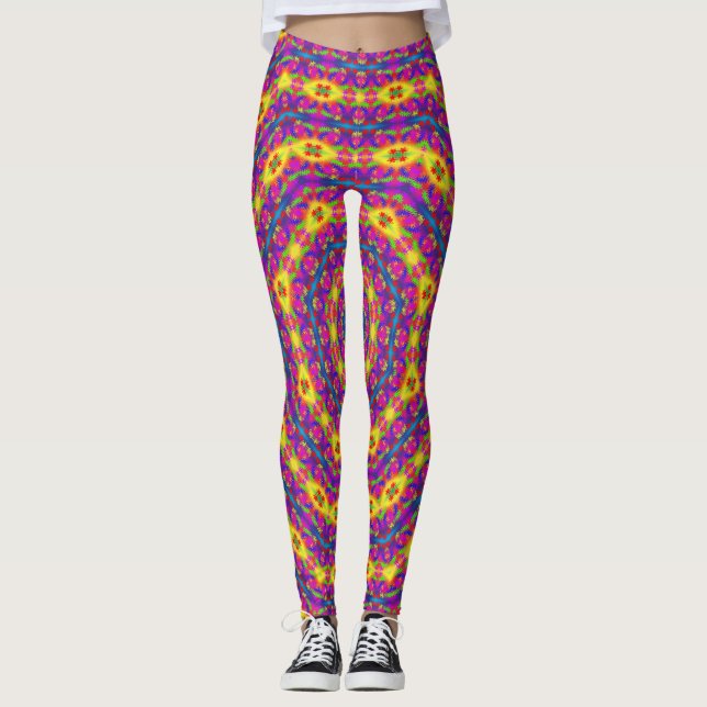 Psychedelic Splodge Mandala Pattern Leggings (Front)