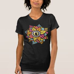 Psychedelic Spooky Eye Flower Colourful T-Shirt