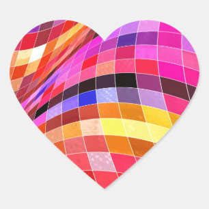 Psychedelic Square Pattern Heart Sticker