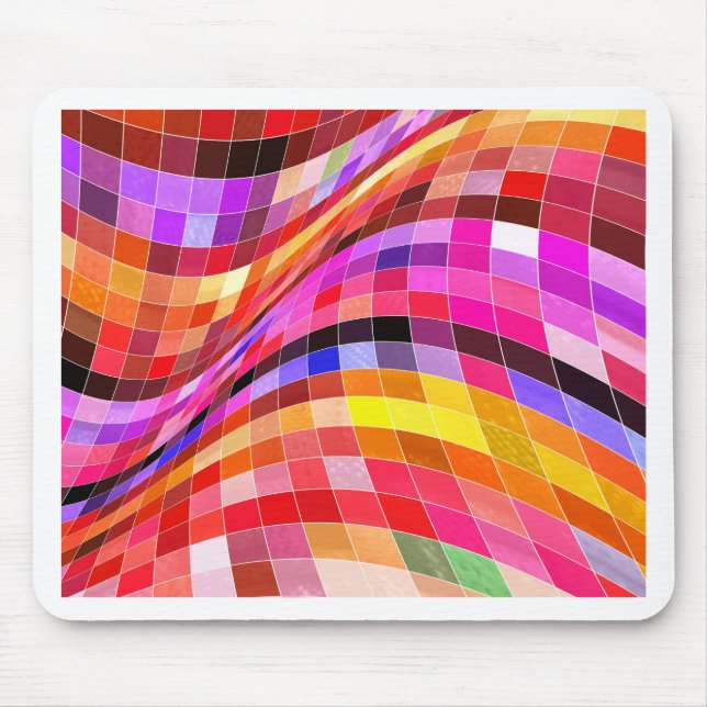 Psychedelic Square Pattern Mouse Pad (Front)