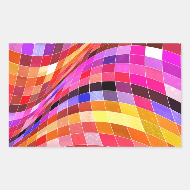 Psychedelic Square Pattern Rectangular Sticker (Front)