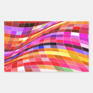 Psychedelic Square Pattern Rectangular Sticker