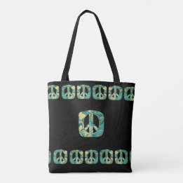 Psychedelic Square Peace Signs  Tote Bag