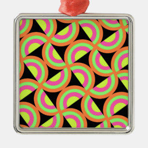 Psychedelic Squares Metal Ornament
