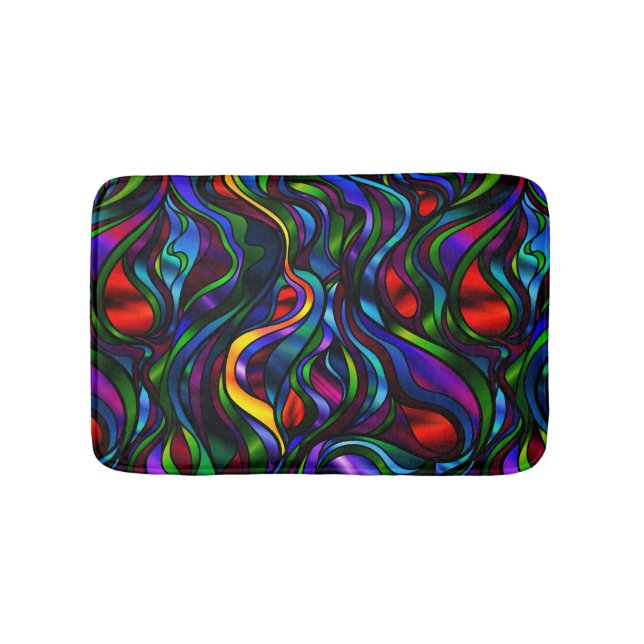 Psychedelic Stained Glass Abstract Bath Mat (Front)
