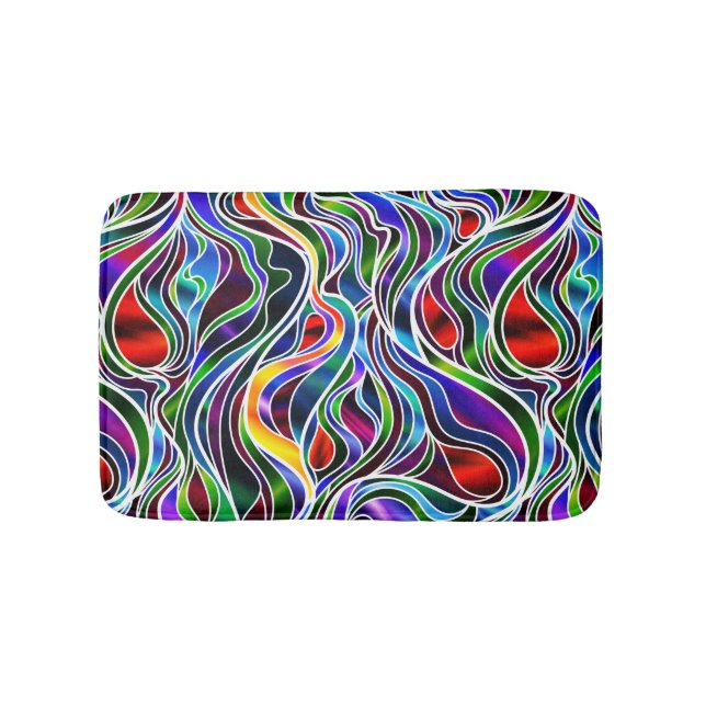 Psychedelic Stained Glass Abstract Bath Mat (Front)