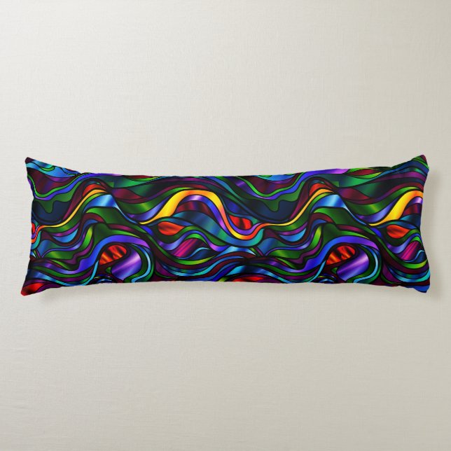 Psychedelic Stained Glass Abstract Body Cushion (Front)