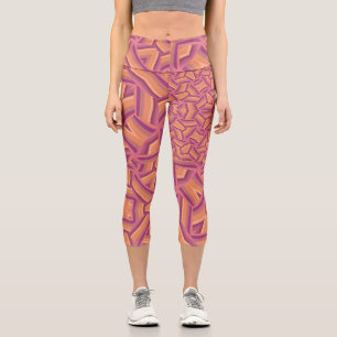 Psychedelic Starburst Pattern – Groovy Pink & Oran Capri Leggings