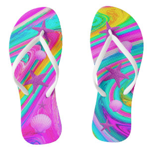 Psychedelic Starfish & Seashell Galaxy Thongs