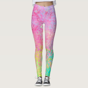 Psychedelic Strawberry Pink Neon Pastel Abstract Leggings