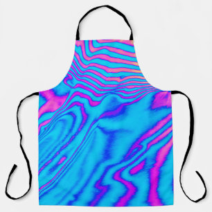 Psychedelic Striped Zebra: Neon Fluorescent Backgr Apron