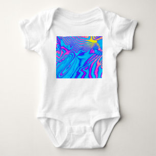 Psychedelic Striped Zebra: Neon Fluorescent Backgr Baby Bodysuit
