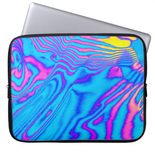 Psychedelic Striped Zebra: Neon Fluorescent Backgr Laptop Sleeve