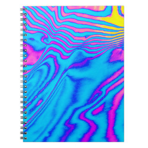 Psychedelic Striped Zebra: Neon Fluorescent Backgr Notebook