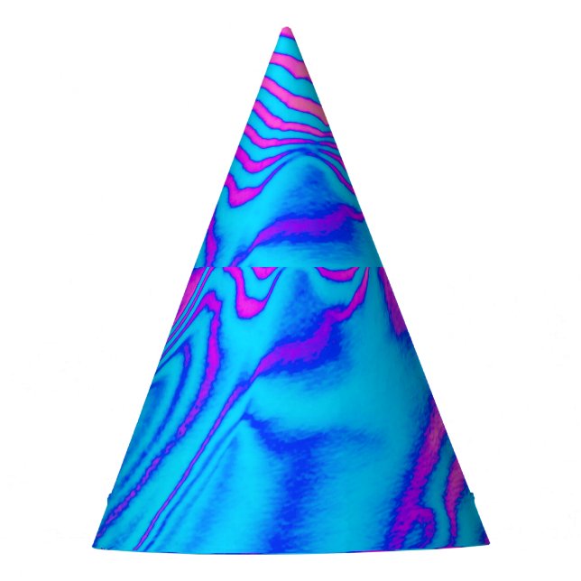 Psychedelic Striped Zebra: Neon Fluorescent Backgr Party Hat (Front)