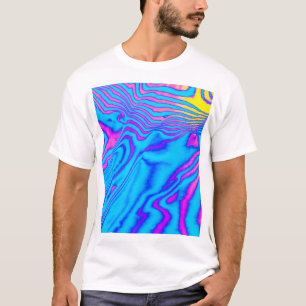 Psychedelic Striped Zebra: Neon Fluorescent Backgr T-Shirt