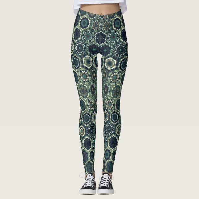 psychedelic style leggings yoga activewear (Front)