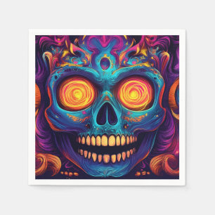Psychedelic Sugar Skull Art - Day of the Dead Napkin