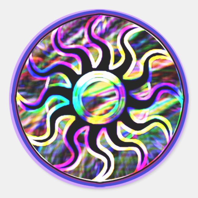 Psychedelic Sun and Moon Stickers (Front)