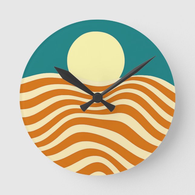 Psychedelic Sun and Rippling Waves2 Round Clock (Front)