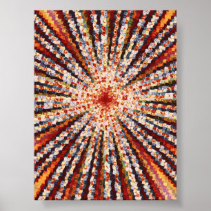 Psychedelic Sunburst Fractal Abstract Art Poster