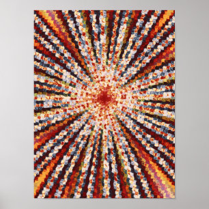 Psychedelic Sunburst Fractal Abstract Art Poster