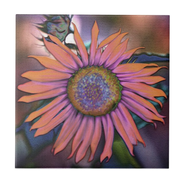 Psychedelic Sunflower Ceramic Tile (Front)