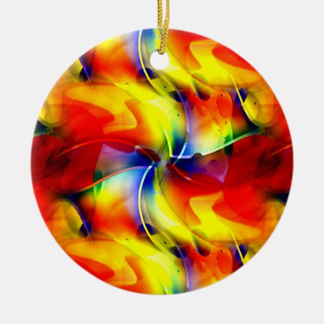 Psychedelic Sunrise Ceramic Tree Decoration (Front)